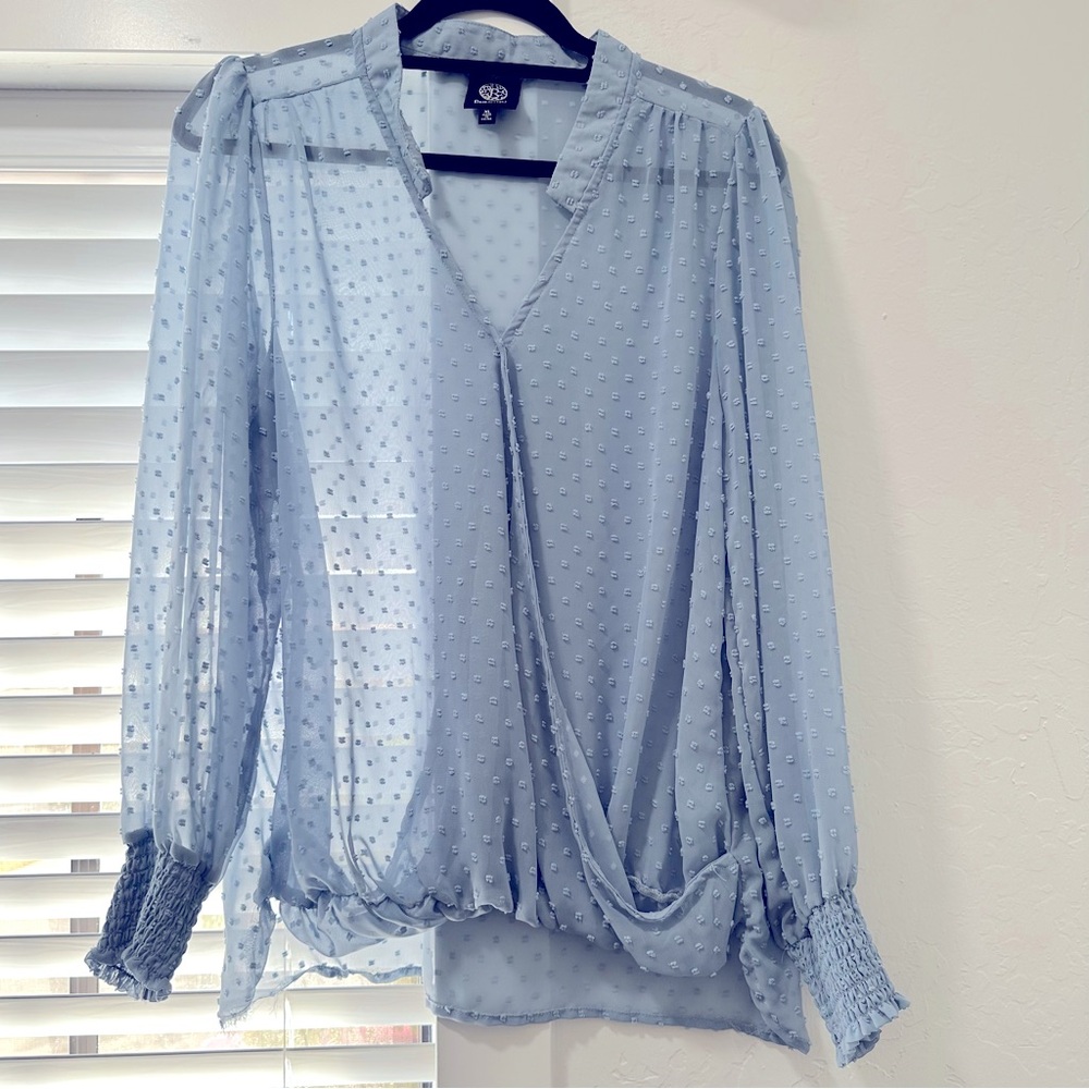 Beautiful Polka Dot Textured Baby Blue Blouse